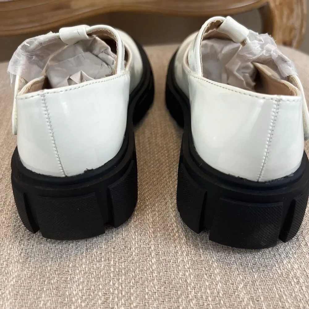 Nicole Miller White Mary Jane Chunky Lug sole coquette y2k tstrap academia sz 12